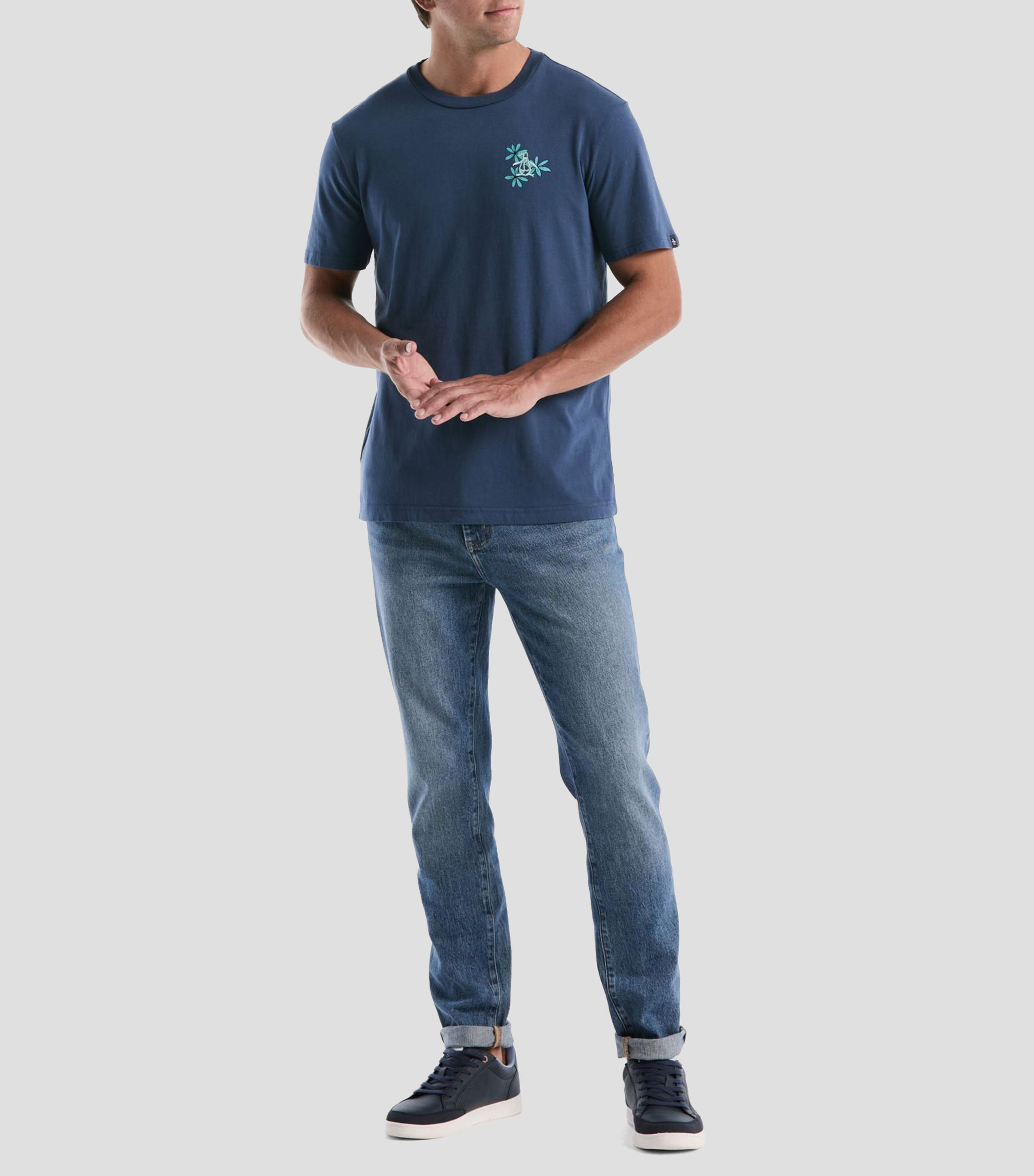 Playera cuello redondo manga corta estampada Hombre
